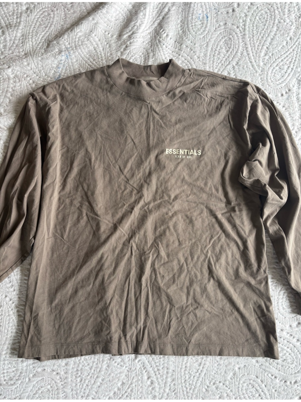 Essentials Fear of God Cool Beige Long Sleeve Cotton T Shirt Size XL